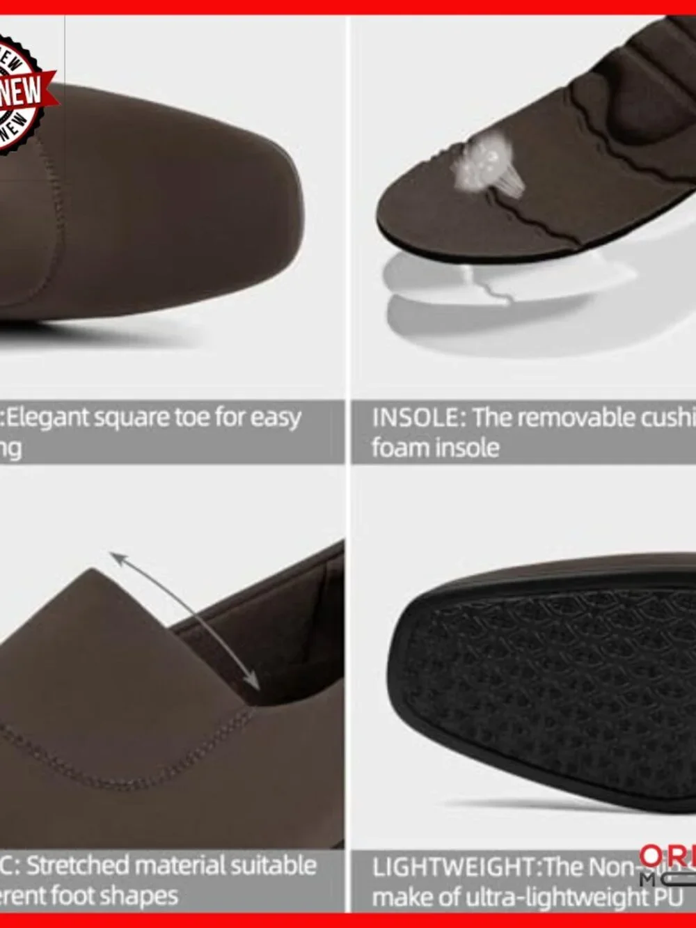 Orthopedic Pumps Low Block Heel Square Toe Stretch Comfortable Dress Loafers